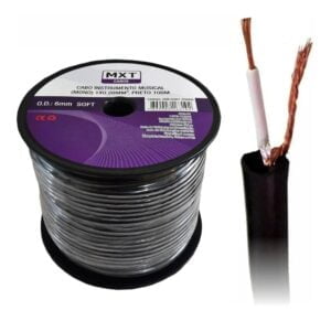 Cabo de Microfone Mono Rolo 100Mts Preto