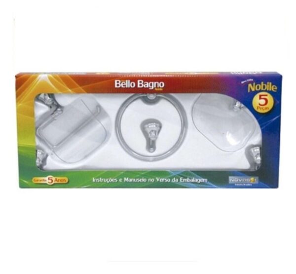 Kit 5 Pecas Banheiro Bello Bagno Botao Cromado PVC